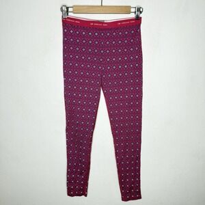 ICEBREAKER Merino Wool Base Layer Pants Girls 13-14 Years Pink Geometric Winter